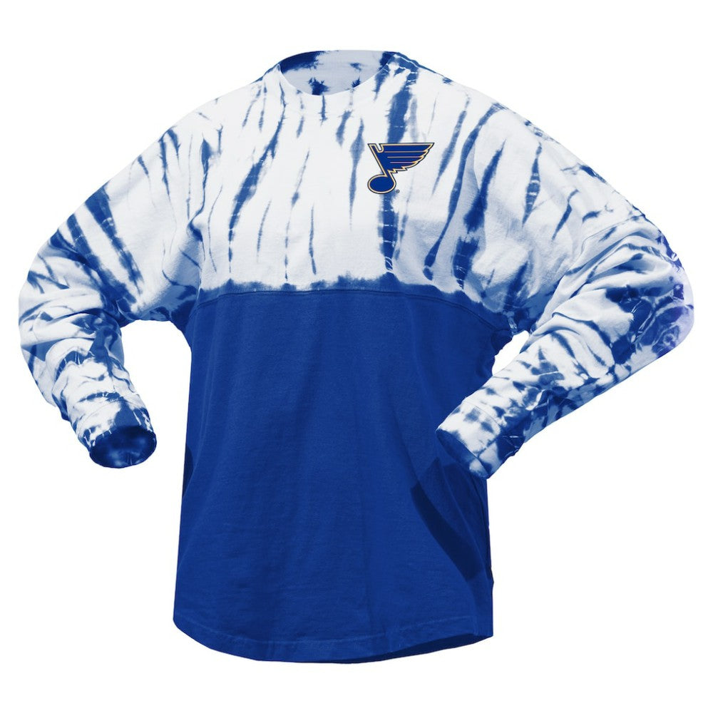 St. Louis Blues Spirit Jersey Unisex Crystal Half Dye Long Sleeve T-Shirt - Blue - NHL