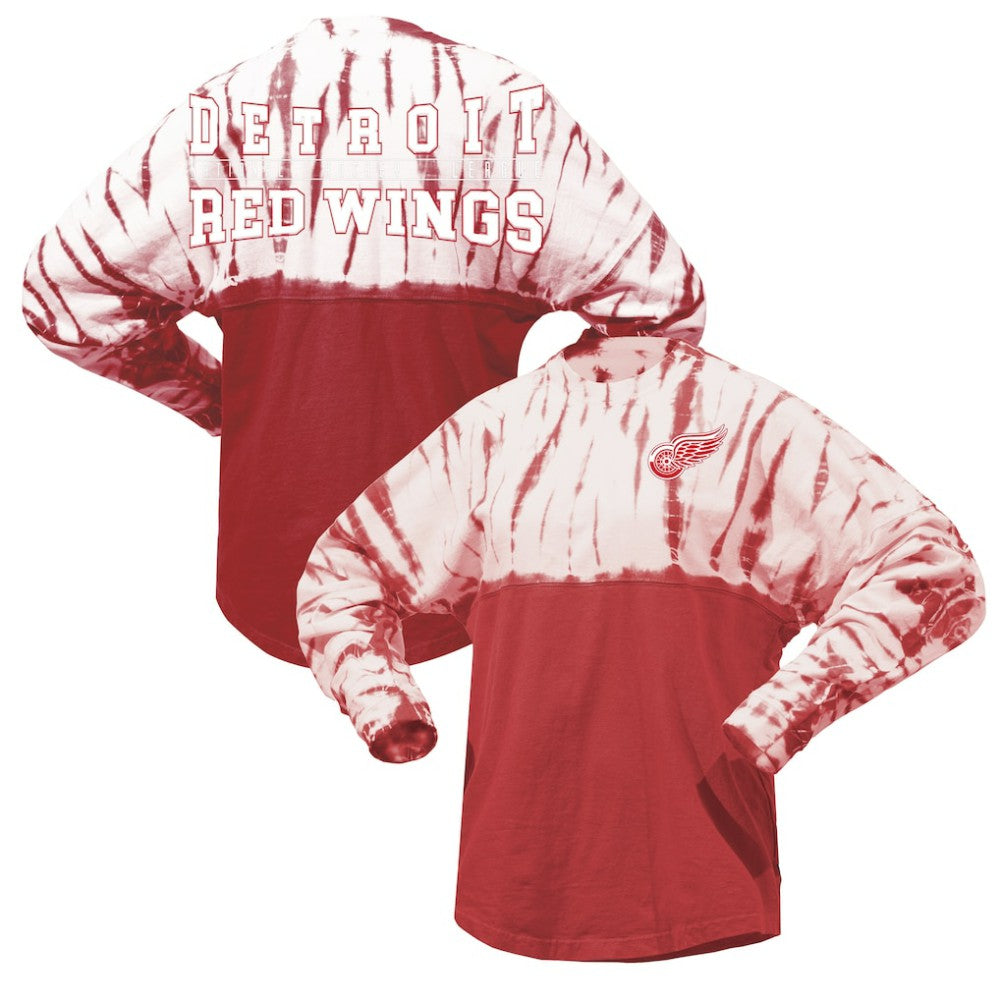 Detroit Red Wings Spirit Jersey Unisex Crystal Half Dye Long Sleeve T-Shirt - Red - NHL