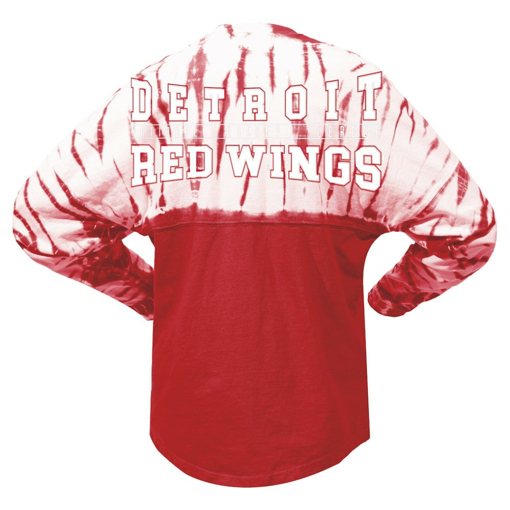 Detroit Red Wings Spirit Jersey Unisex Crystal Half Dye Long Sleeve T-Shirt - Red - NHL