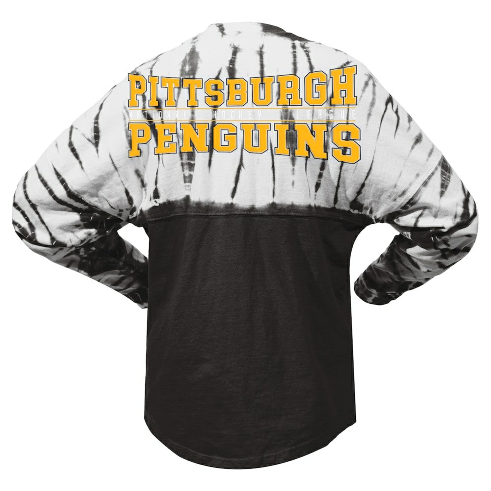 Pittsburgh Penguins Spirit Jersey Unisex Crystal Half Dye Long Sleeve T-Shirt - Black - NHL