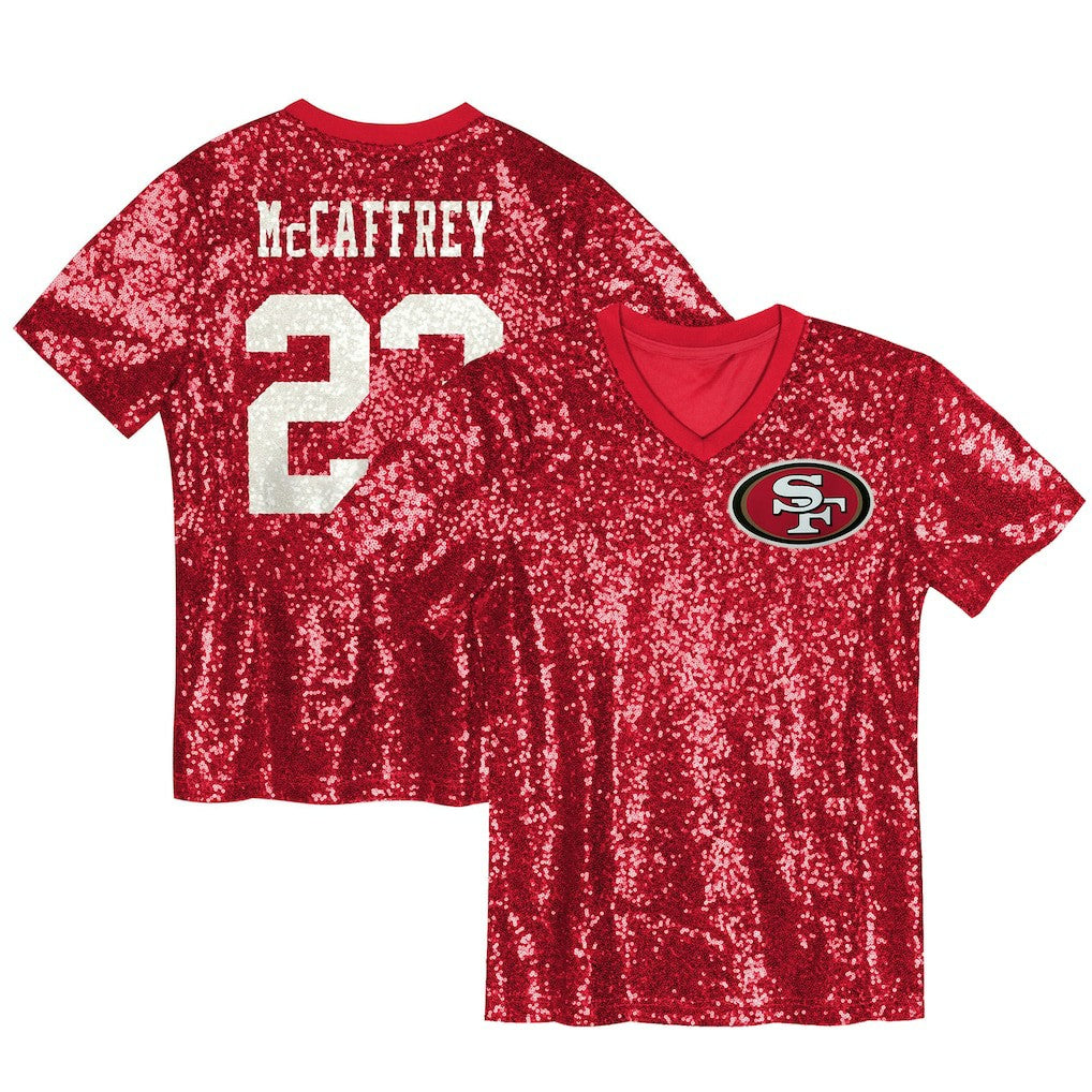 Christian McCaffrey San Francisco 49ers Women's Player Name & Number V-Neck Fashion Jersey Scarlet | NFL