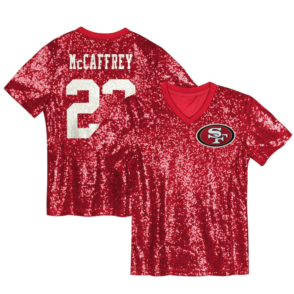 Christian McCaffrey San Francisco 49ers Women's Player Name & Number V-Neck Fashion Jersey Scarlet | NFL