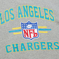 Los Angeles Chargers All Over 4.0 Vintage Logo Pullover Sweatshirt Heather Gray | Mitchell & Ness