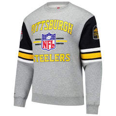 Pittsburgh Steelers All Over 4.0 Vintage Logo Pullover Sweatshirt Heather Gray | Mitchell & Ness
