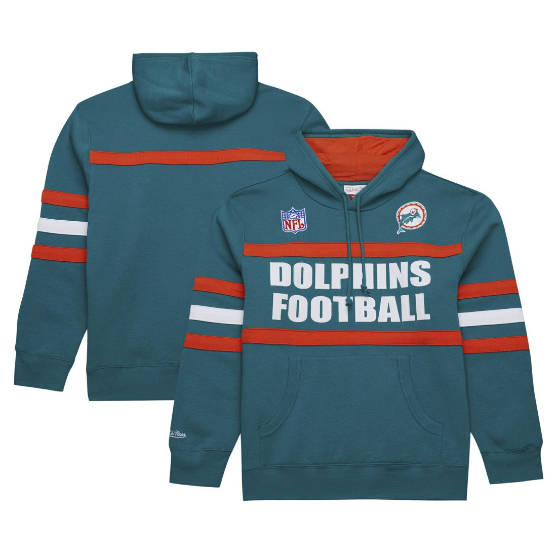 Miami Dolphins Vintage Logo Head Coach Fleece Pullover Hoodie Aqua | NFL