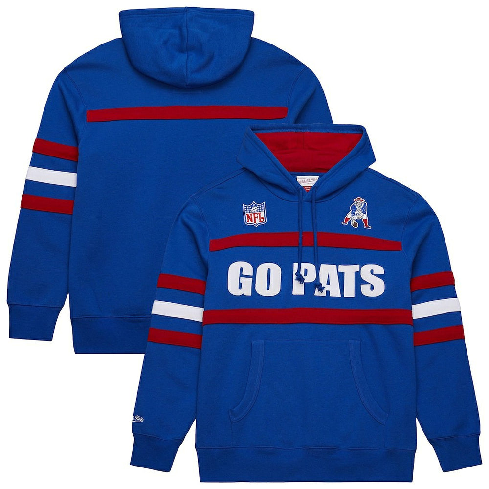 New England Patriots Vintage Logo Head Coach Fleece Pullover Hoodie Royal | NFL