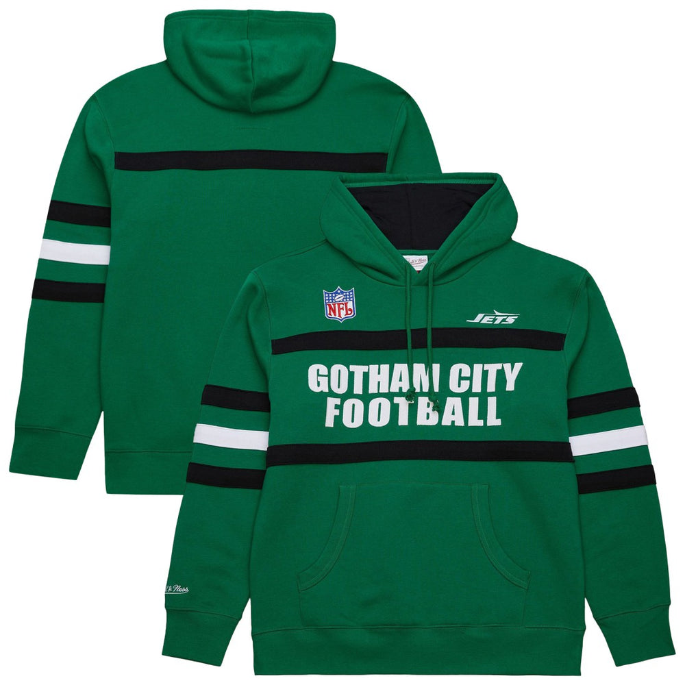 New York Jets Vintage Logo Head Coach Fleece Pullover Hoodie Kelly Green | NFL