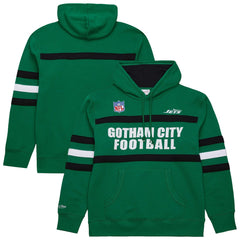 New York Jets Vintage Logo Head Coach Fleece Pullover Hoodie Kelly Green | NFL