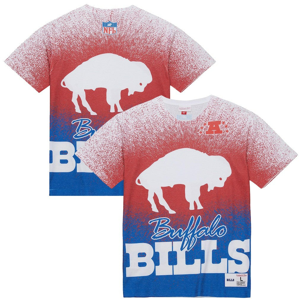 Buffalo Bills Team Burst Vintage Logo T-Shirt White | Mitchell & Ness
