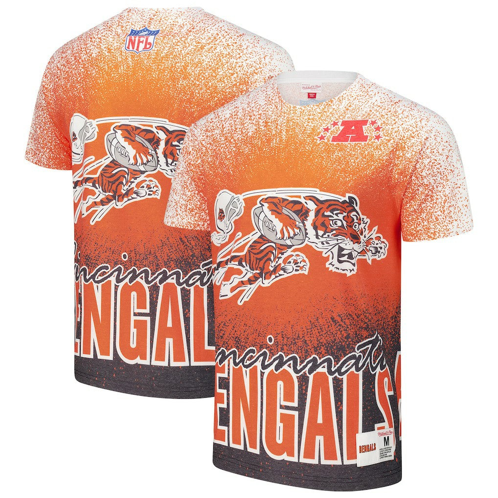 Cincinnati Bengals Team Burst Vintage Logo T-Shirt White | Mitchell & Ness