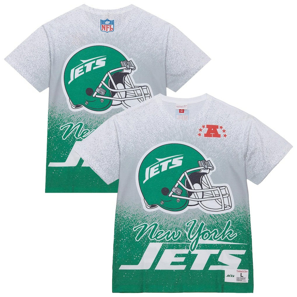 New York Jets Team Burst Vintage Logo T-Shirt White | Mitchell & Ness