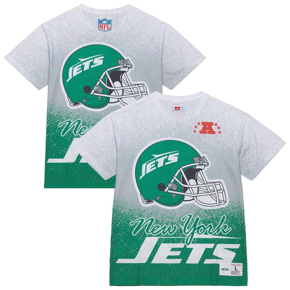 New York Jets Team Burst Vintage Logo T-Shirt White | Mitchell & Ness