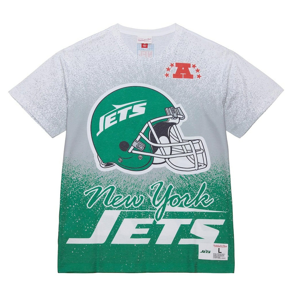 New York Jets Team Burst Vintage Logo T-Shirt White | Mitchell & Ness