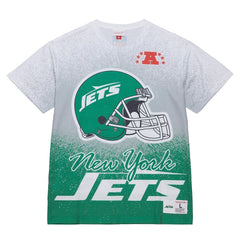 New York Jets Team Burst Vintage Logo T-Shirt White | Mitchell & Ness