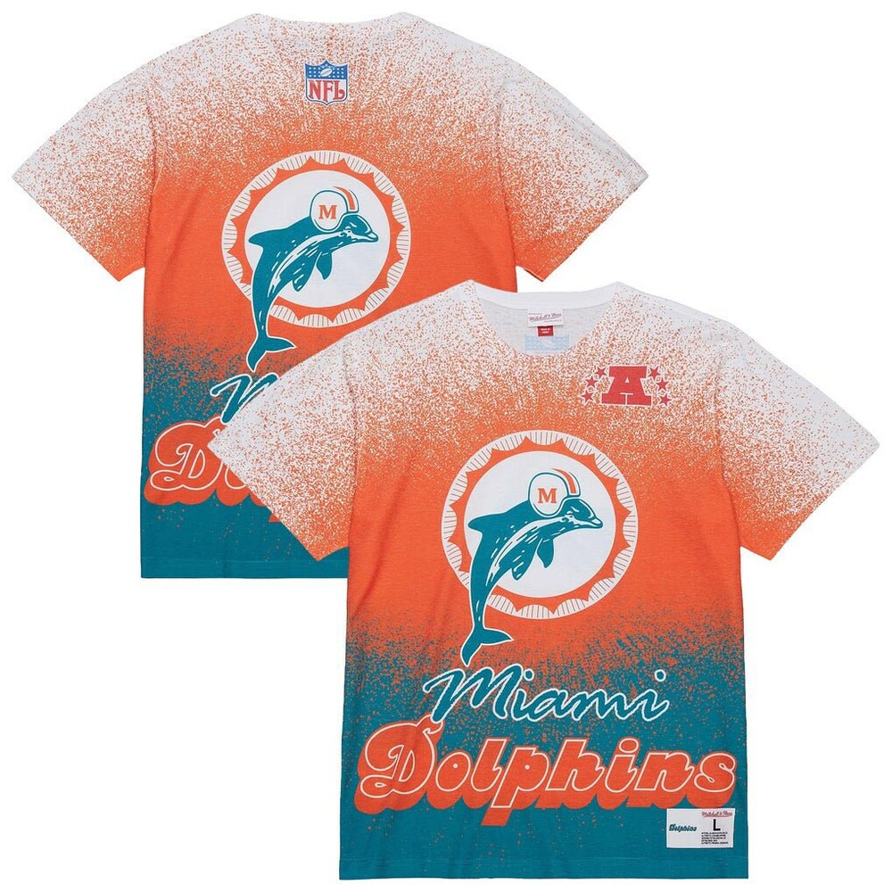Miami Dolphins Team Burst Vintage Logo T-Shirt White | Mitchell & Ness