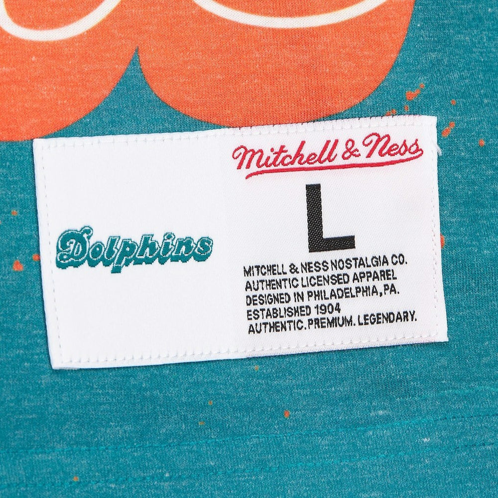 Miami Dolphins Team Burst Vintage Logo T-Shirt White | Mitchell & Ness