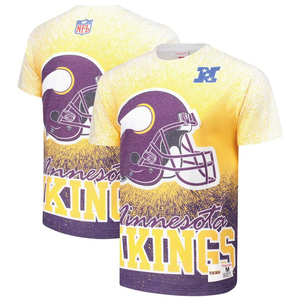 Minnesota Vikings Team Burst Vintage Logo T-Shirt White | Mitchell & Ness