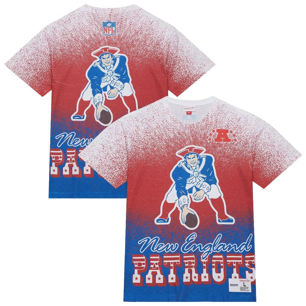 New England Patriots Team Burst Vintage Logo T-Shirt White | Mitchell & Ness