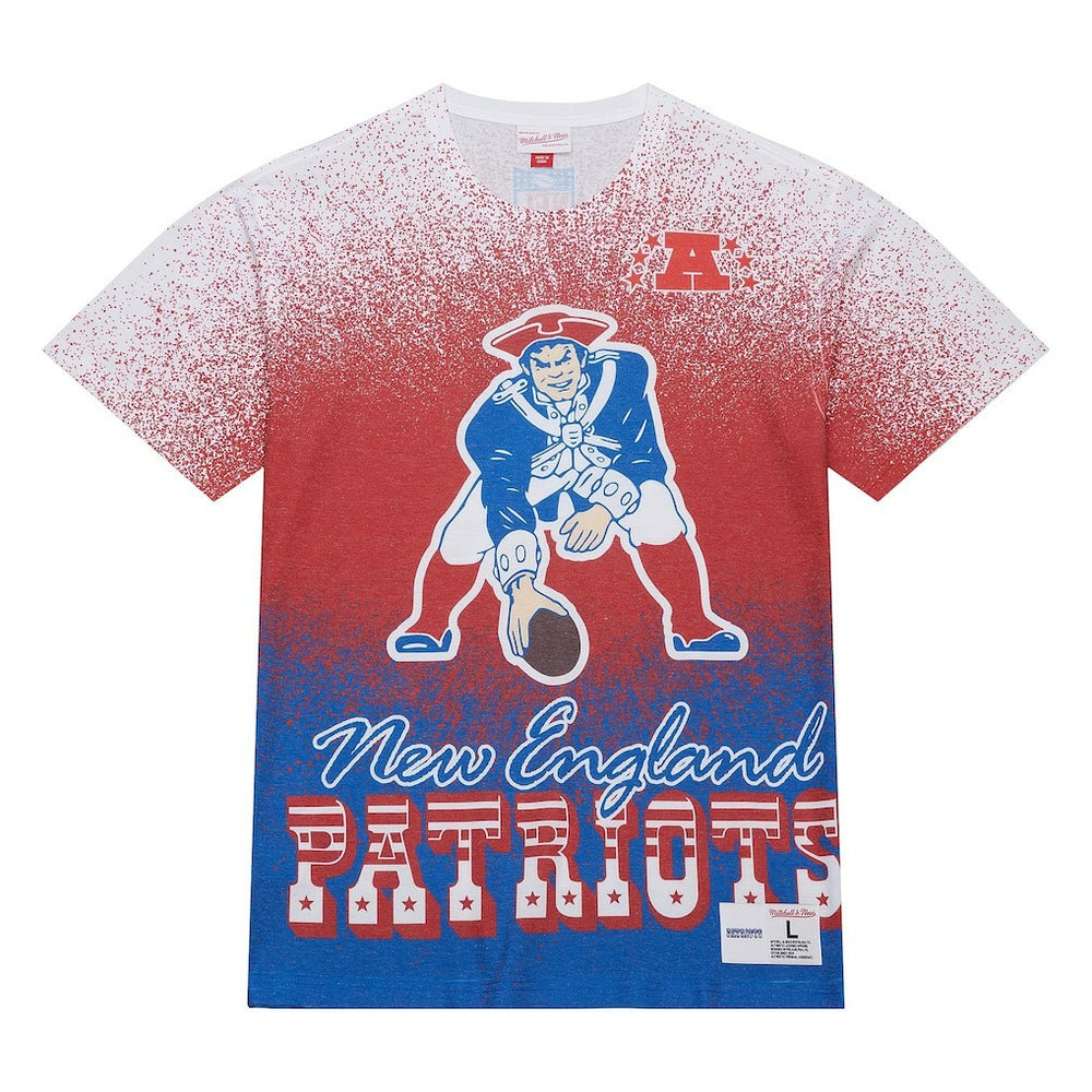 New England Patriots Team Burst Vintage Logo T-Shirt White | Mitchell & Ness
