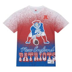 New England Patriots Team Burst Vintage Logo T-Shirt White | Mitchell & Ness