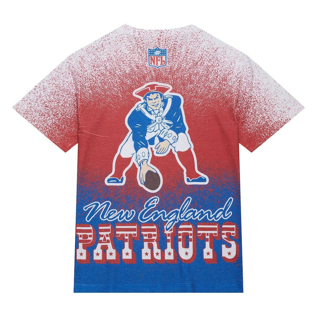 New England Patriots Team Burst Vintage Logo T-Shirt White | Mitchell & Ness