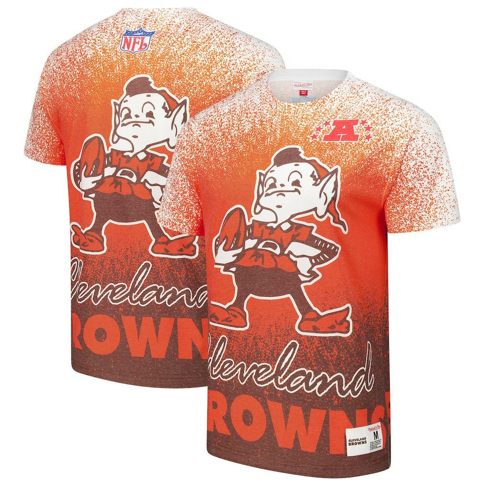 Cleveland Browns Team Burst Vintage Logo T-Shirt White | Mitchell & Ness