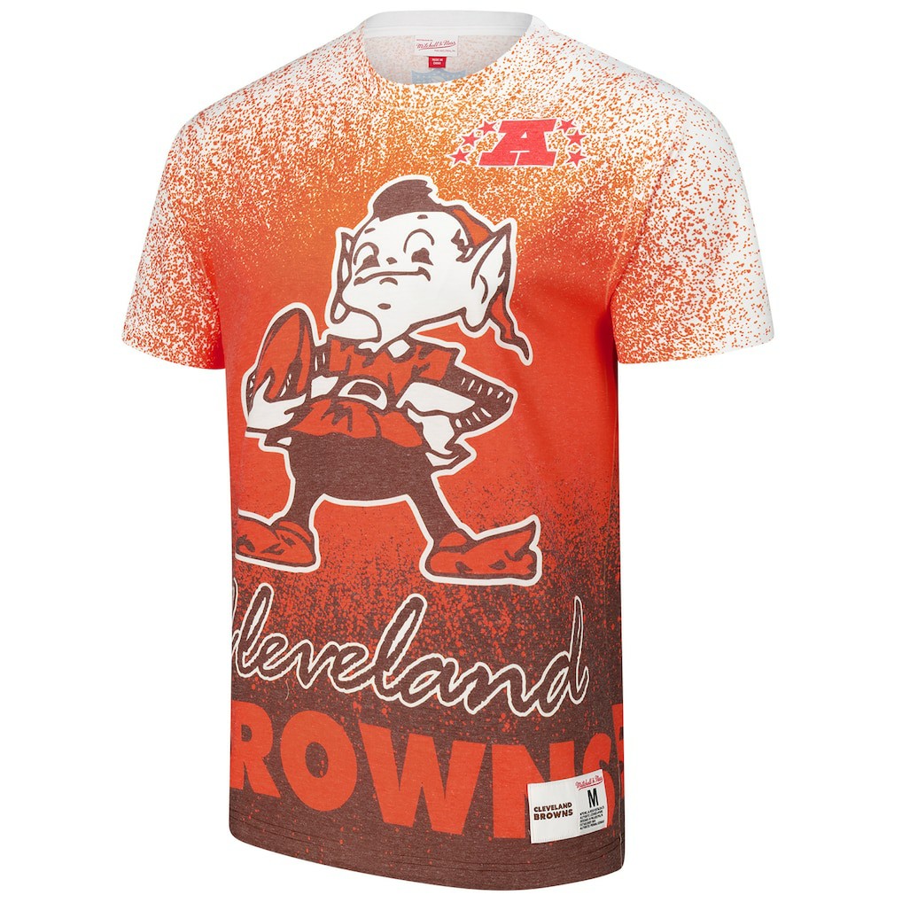 Cleveland Browns Team Burst Vintage Logo T-Shirt White | Mitchell & Ness