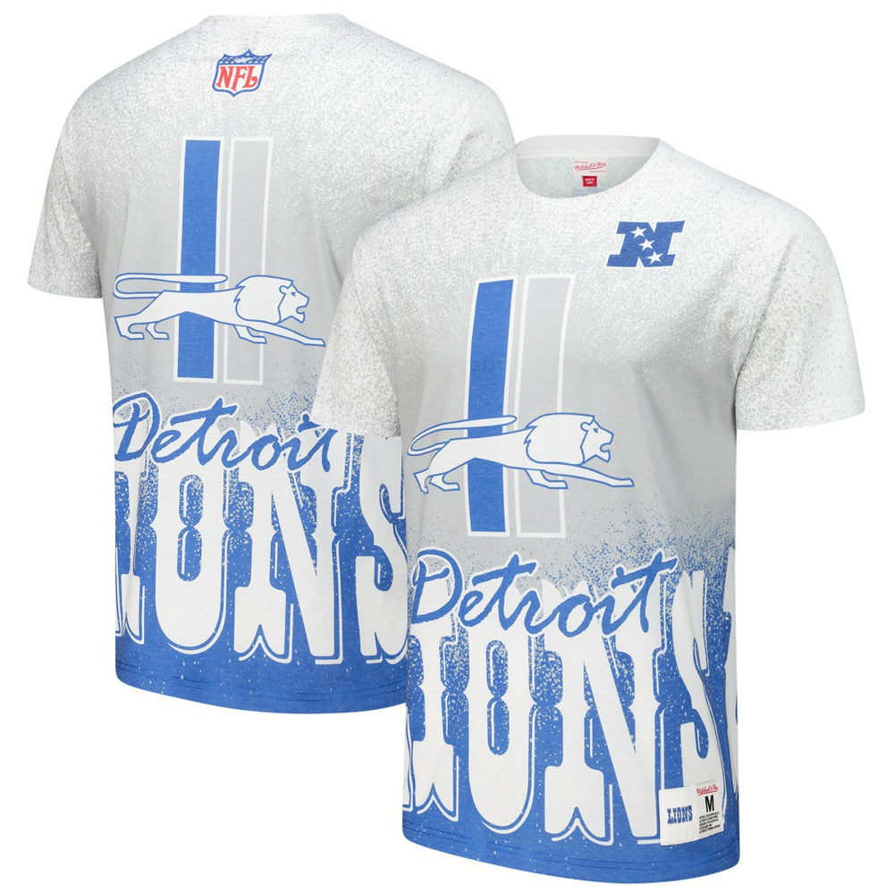 Detroit Lions Team Burst Vintage Logo T-Shirt White | Mitchell & Ness
