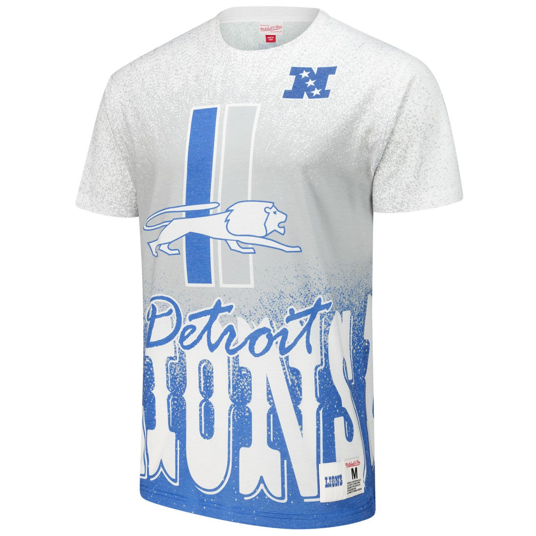 Detroit Lions Team Burst Vintage Logo T-Shirt White | Mitchell & Ness