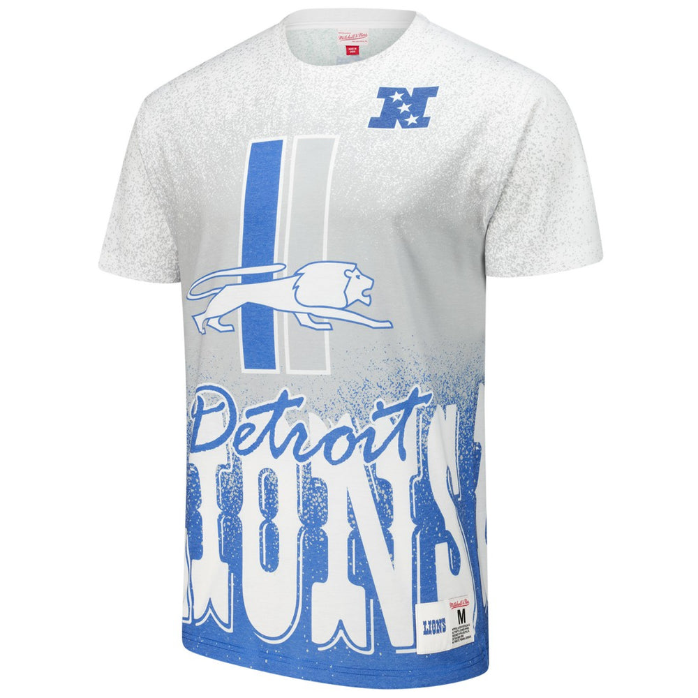 Detroit Lions Team Burst Vintage Logo T-Shirt White | Mitchell & Ness