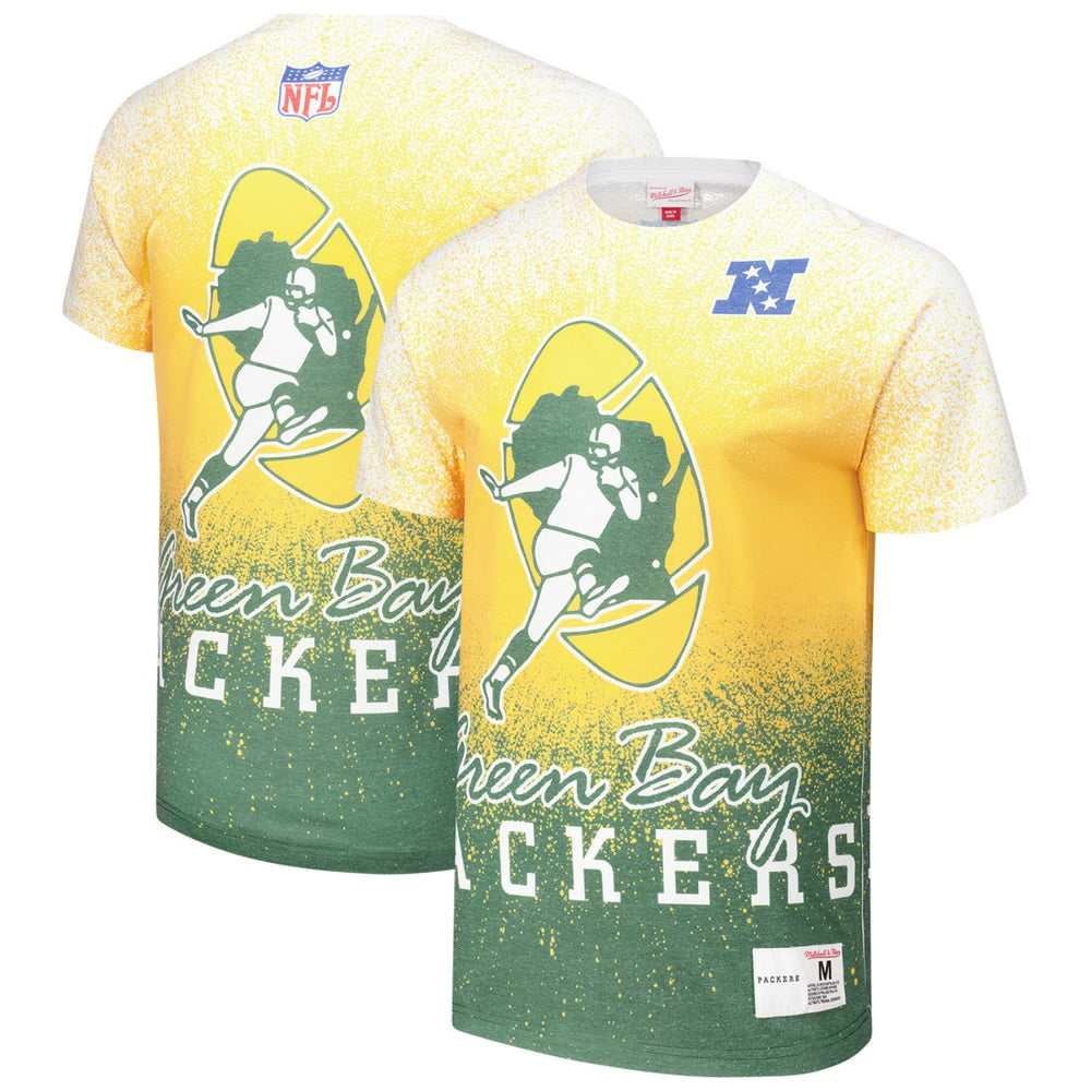 Green Bay Packers Team Burst Vintage Logo T-Shirt White | Mitchell & Ness