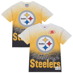 Pittsburgh Steelers Team Burst Vintage Logo T-Shirt White | Mitchell & Ness