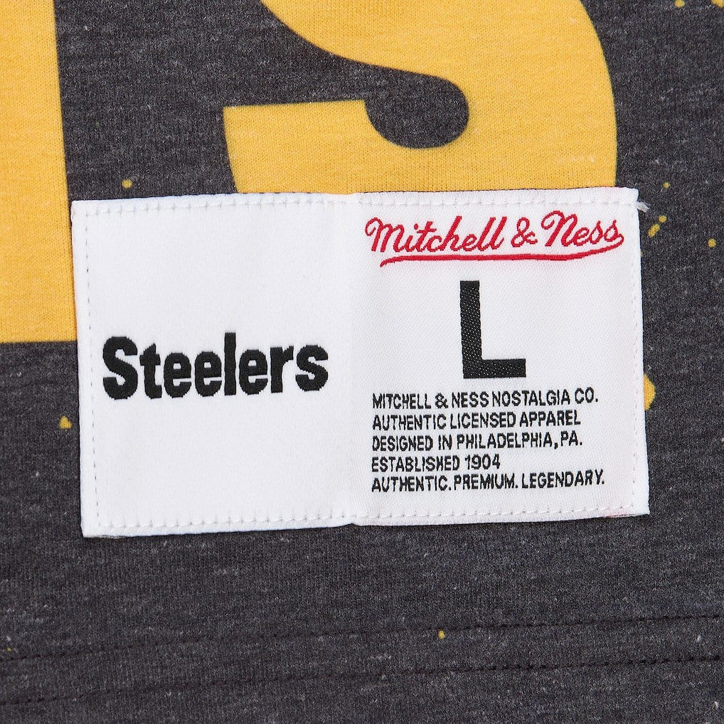Pittsburgh Steelers Team Burst Vintage Logo T-Shirt White | Mitchell & Ness