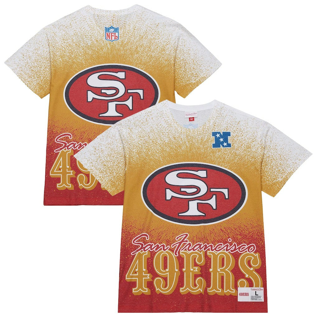 San Francisco 49ers Team Burst Vintage Logo T-Shirt White | Mitchell & Ness