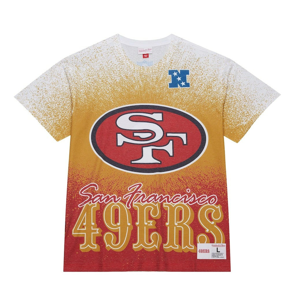 San Francisco 49ers Team Burst Vintage Logo T-Shirt White | Mitchell & Ness