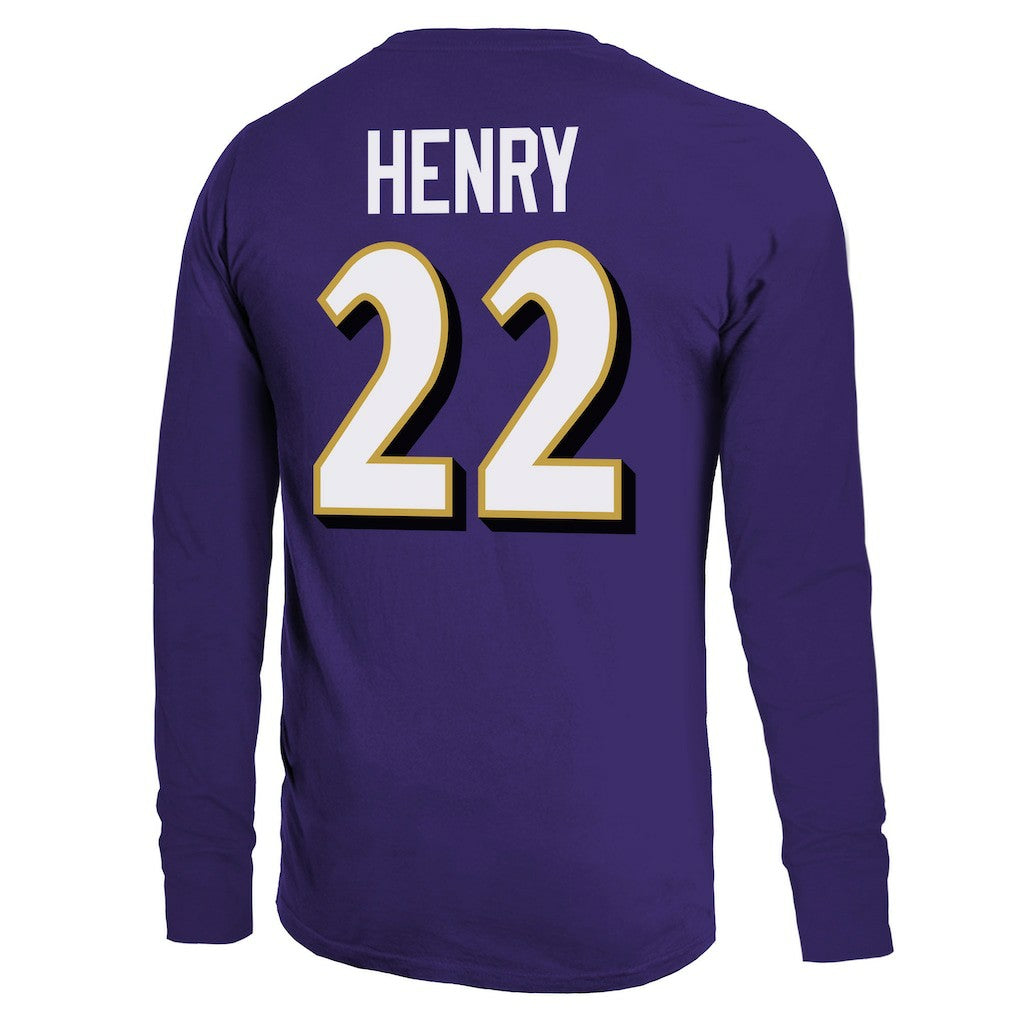 Derrick Henry Baltimore Ravens Majestic Threads Name & Number Long Sleeve T-Shirt Purple | NFL
