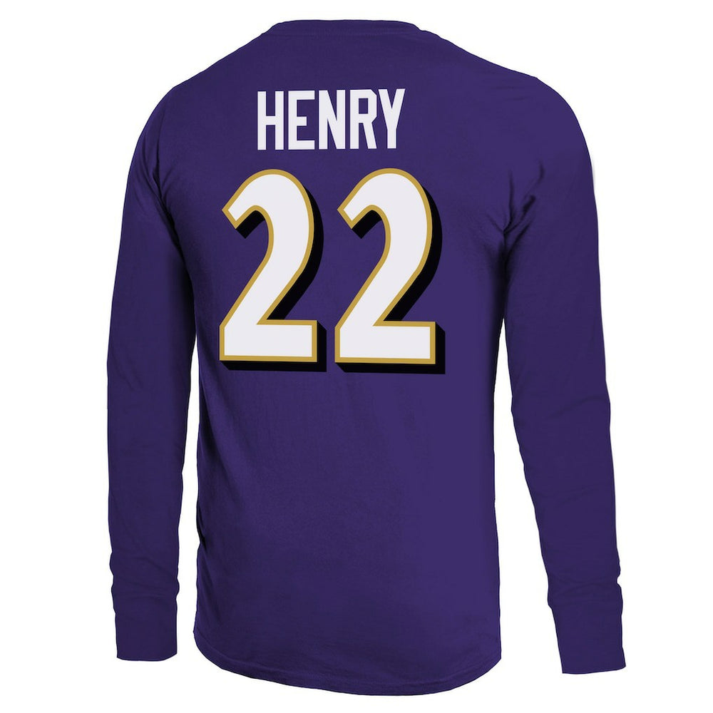 Derrick Henry Baltimore Ravens Majestic Threads Name & Number Long Sleeve T-Shirt Purple | NFL