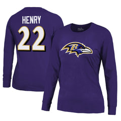 Derrick Henry Baltimore Ravens Majestic Threads Women's Name & Number Long Sleeve T-Shirt Purple | NFL