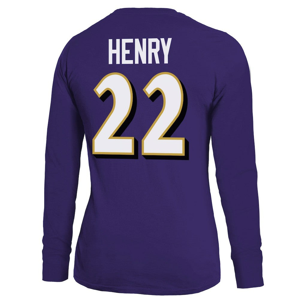Derrick Henry Baltimore Ravens Majestic Threads Women's Name & Number Long Sleeve T-Shirt Purple | NFL