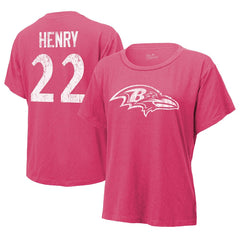 Derrick Henry Baltimore Ravens Majestic Threads Women's Name & Number T-Shirt Pink | NFL