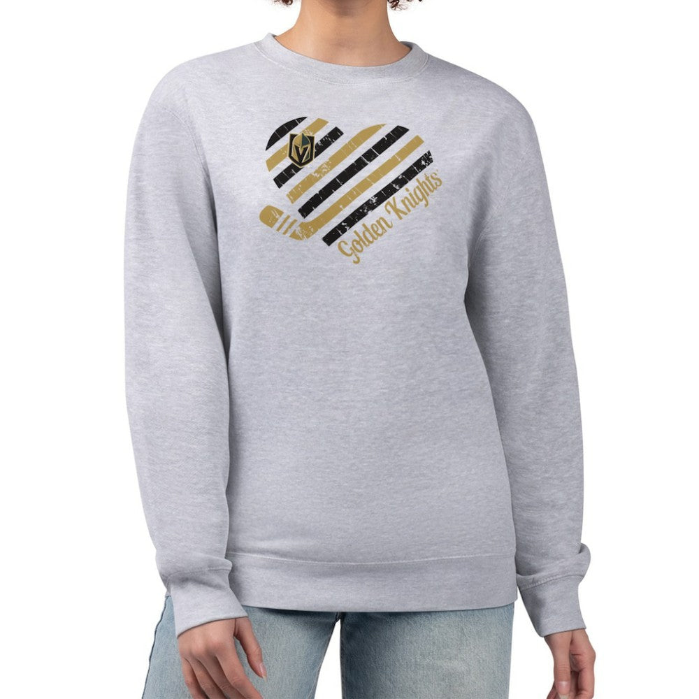 Vegas Golden Knights G-III 4Her by Carl Banks Women's Heart Graphic Pullover Sweatshirt - Heather Gray - NHL