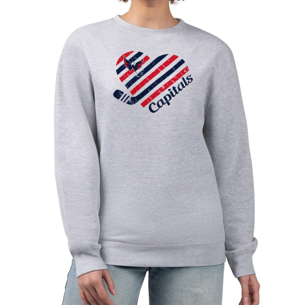 Washington Capitals G-III 4Her by Carl Banks Women's Heart Graphic Pullover Sweatshirt - Heather Gray - NHL