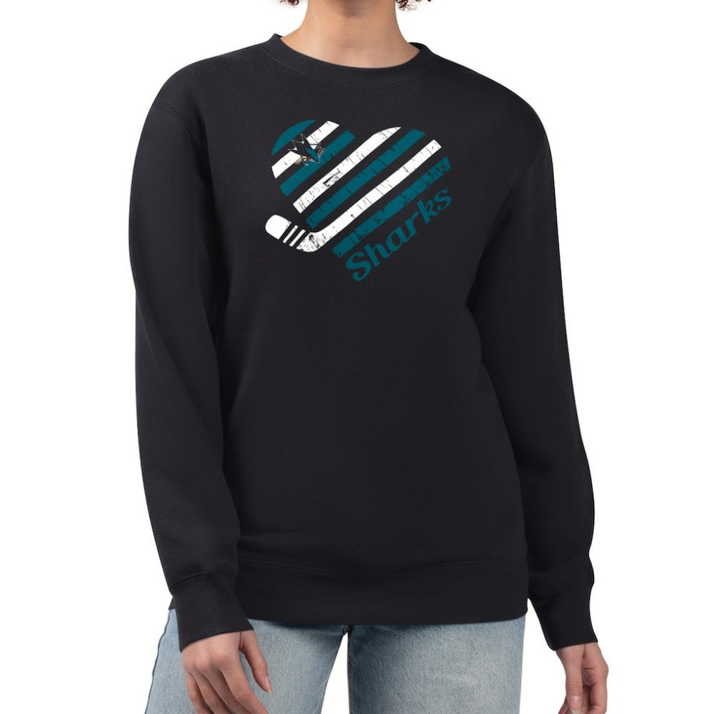 San Jose Sharks G-III 4Her by Carl Banks Women's Heart Graphic Pullover Sweatshirt - Black - NHL