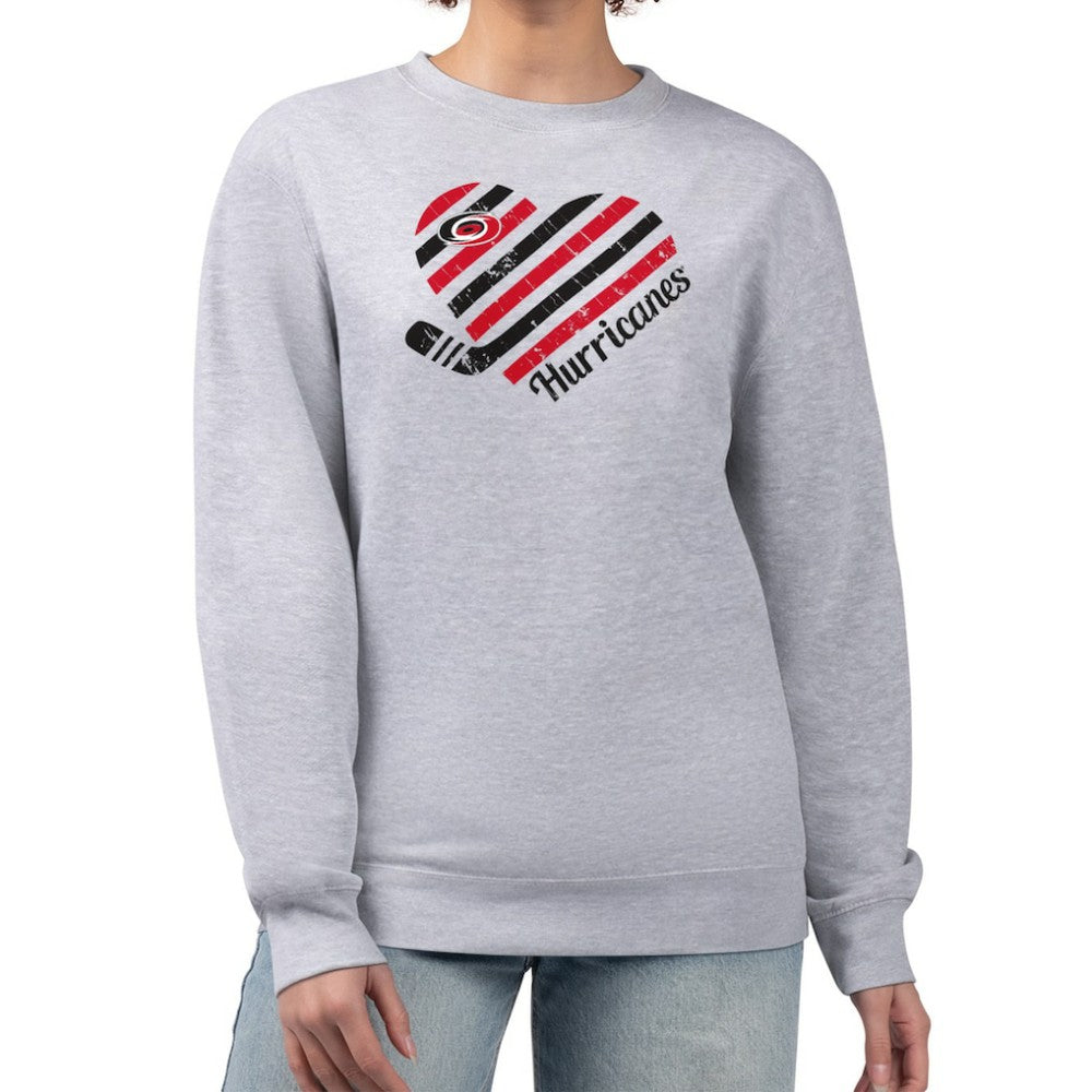 Carolina Hurricanes G-III 4Her by Carl Banks Women's Heart Graphic Pullover Sweatshirt - Heather Gray - NHL