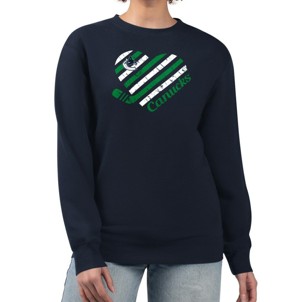 Vancouver Canucks G-III 4Her by Carl Banks Women's Heart Graphic Pullover Sweatshirt - Navy - NHL