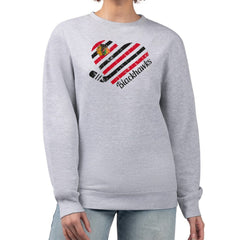 Chicago Blackhawks G-III 4Her by Carl Banks Women's Heart Graphic Pullover Sweatshirt - Heather Gray - NHL