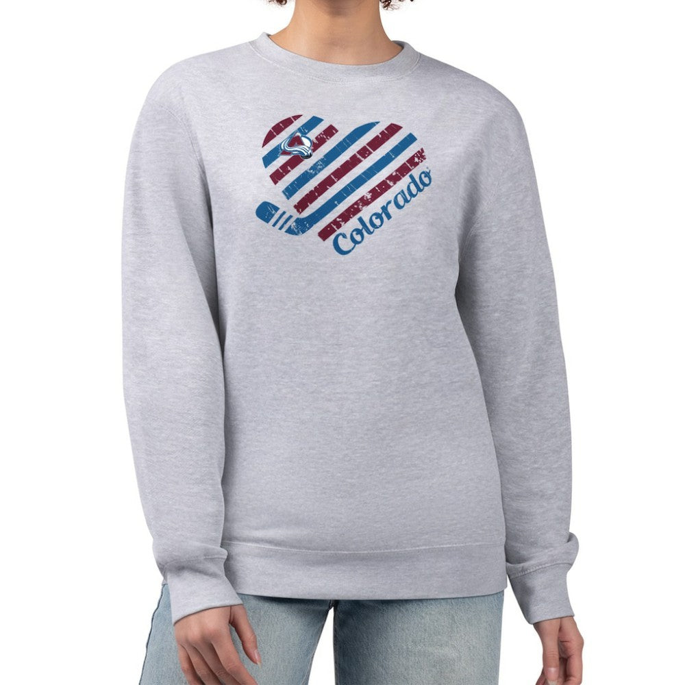 Colorado Avalanche G-III 4Her by Carl Banks Women's Heart Graphic Pullover Sweatshirt - Heather Gray - NHL