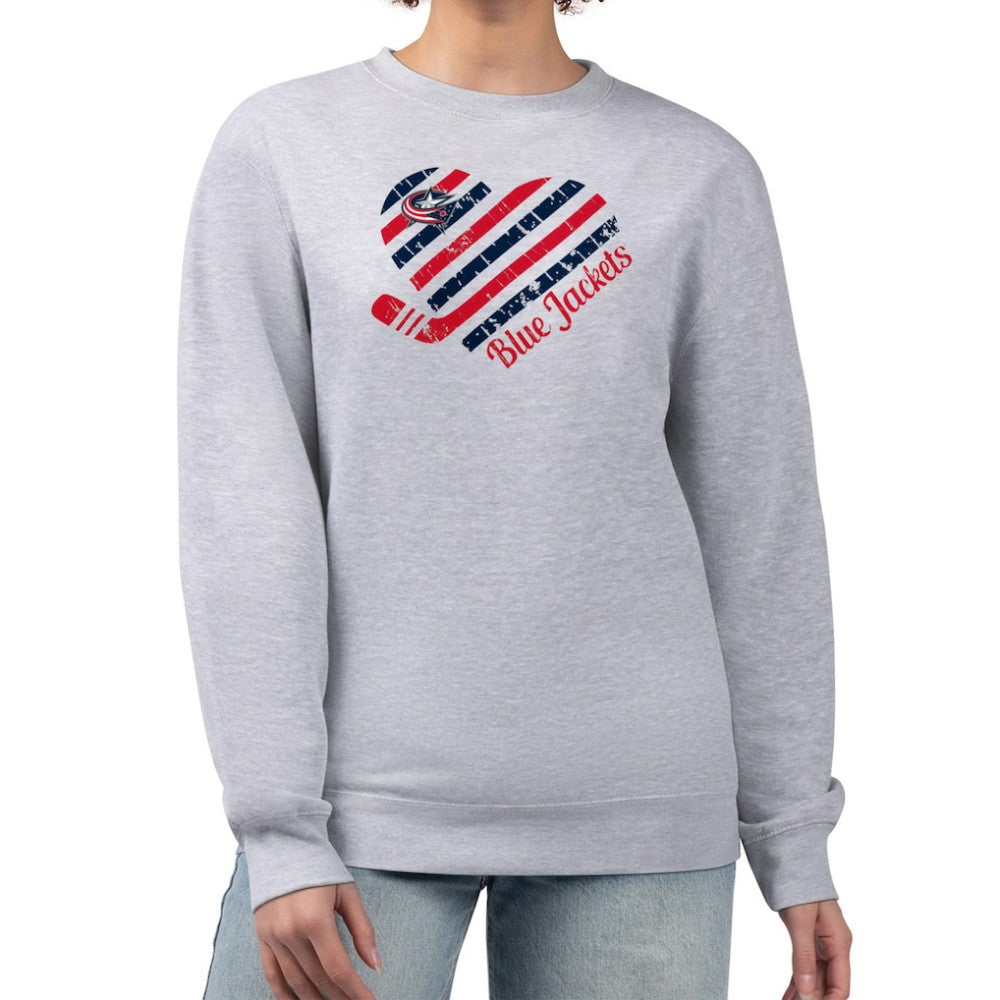 Columbus Blue Jackets G-III 4Her by Carl Banks Women's Heart Graphic Pullover Sweatshirt - Heather Gray - NHL