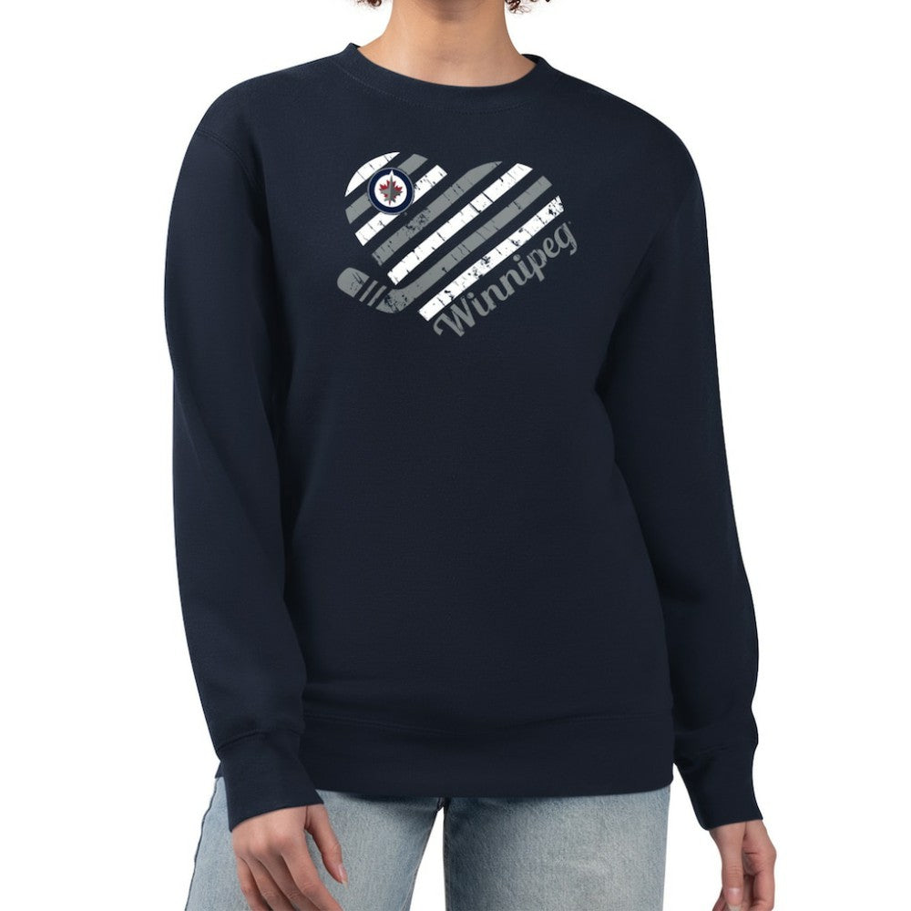 Winnipeg Jets G-III 4Her by Carl Banks Women's Heart Graphic Pullover Sweatshirt - Navy - NHL