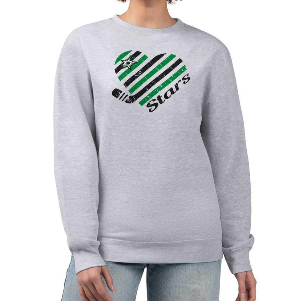 Dallas Stars G-III 4Her by Carl Banks Women's Heart Graphic Pullover Sweatshirt - Heather Gray - NHL